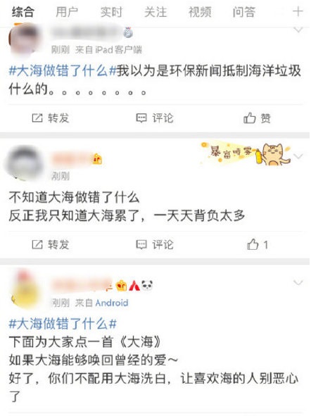 微博大海做错了什么是什么梗