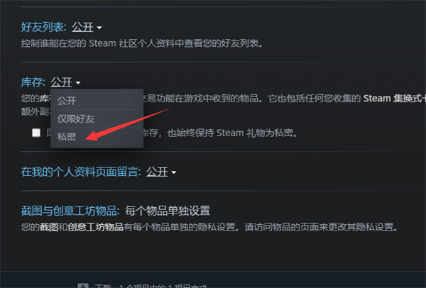 steam怎么设置库存私密